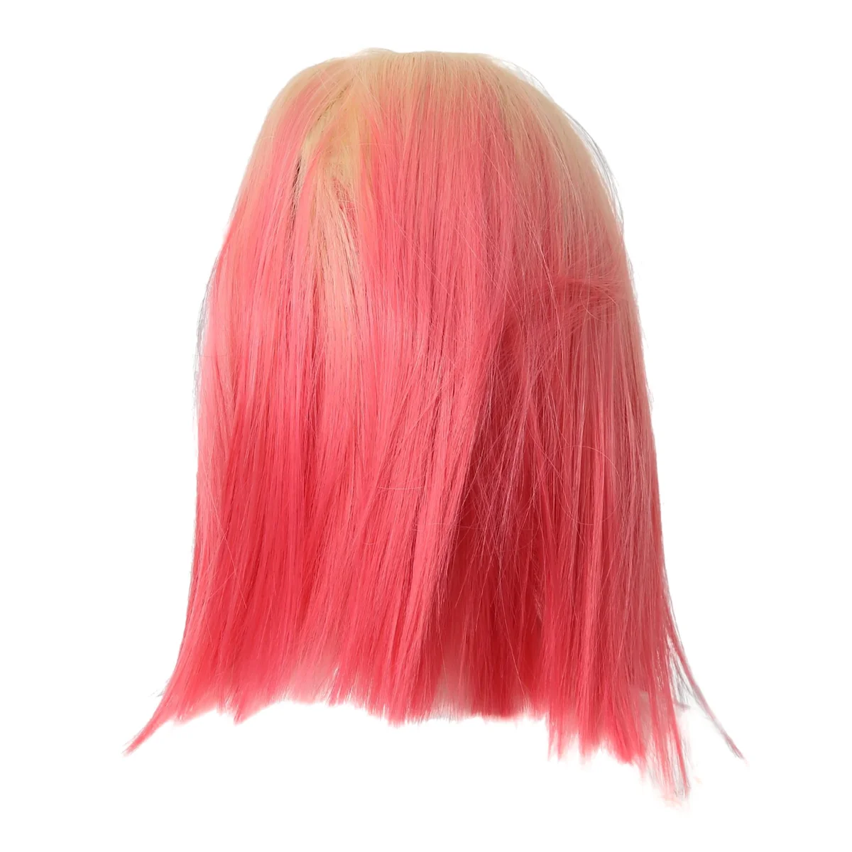 Small Lace Short Straight Hair Synthetic Fiber Wig Ombre Pink Wig Head Wig for Cosplay Event Dressing Nightclub