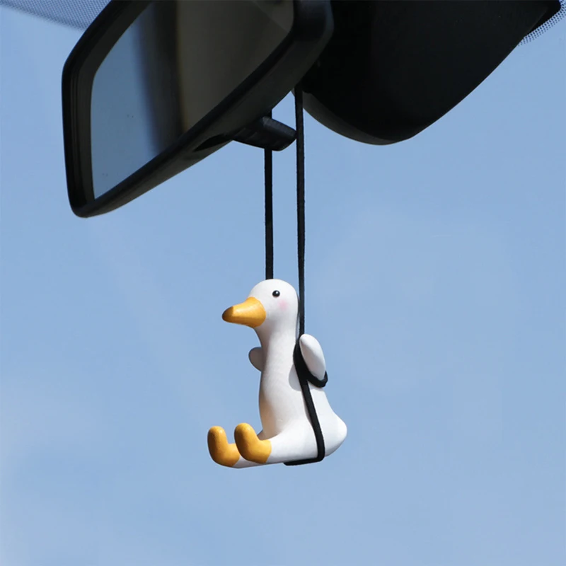 New Duckling Swing Car Hanger Decoration Cute Duck Car Rearview Mirror Hanger Auto Rear View Mirror Pendant Interior Accessories