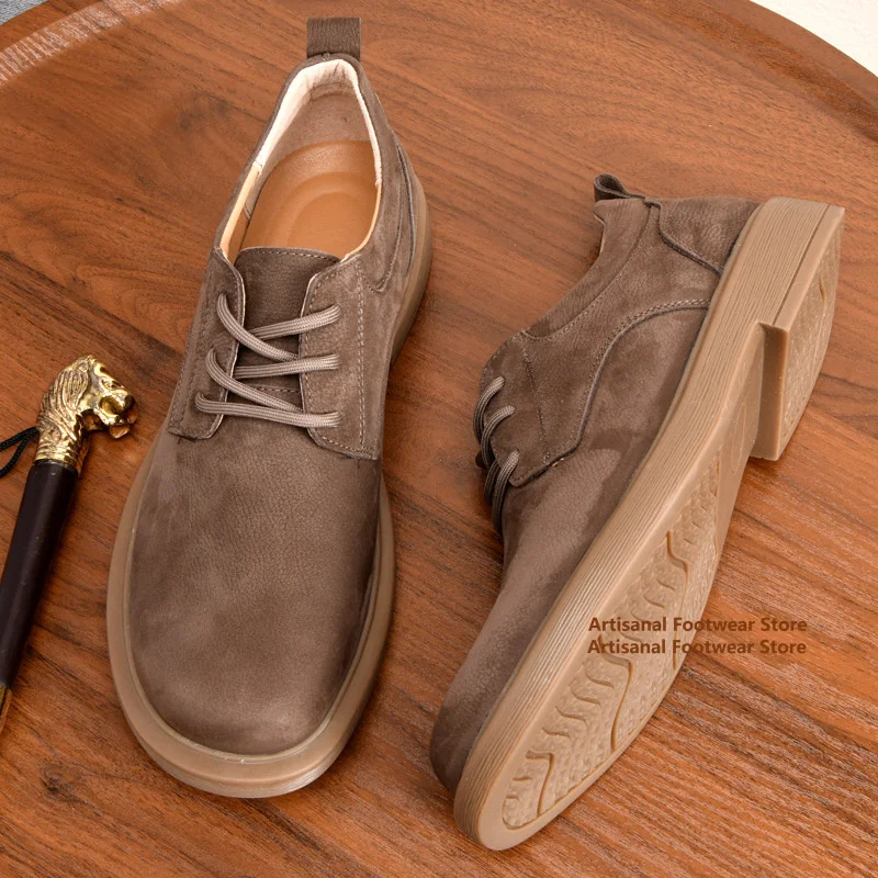 

Cowhide Casual Leather Shoes Men's British Style Round Toe Thick-Soled Business Office Shoes Soft Leather Soft Sole Men's Shoes