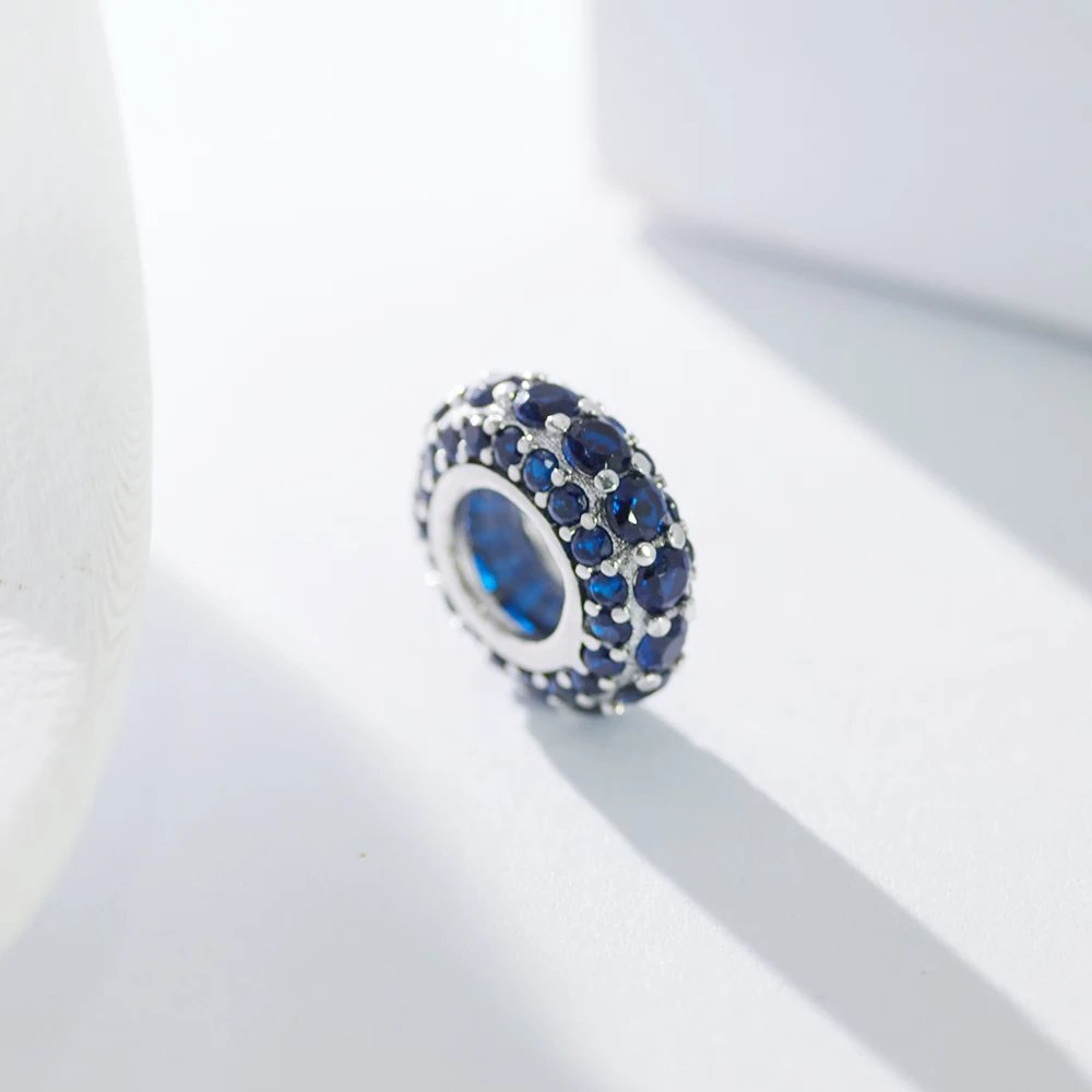 New 925 Sterling Silver Positioning Buckle Charm Full Diamond Thin Gasket Bead Fit Bracelet Women's DIY Jewelry Love Hot Gift
