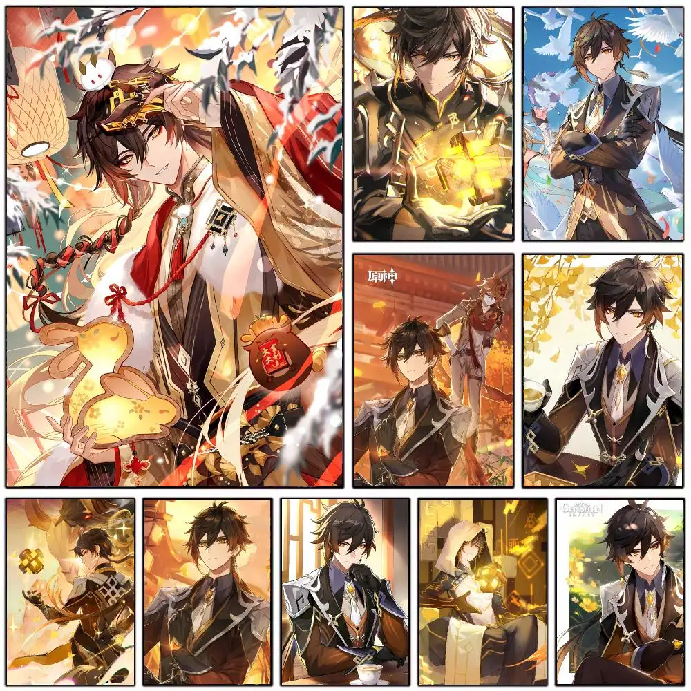 Regal Game Character G-Genshin Impact Geo Zhongli Poster Wall Art Print Decorative Mural Home Decor Gift Unframed