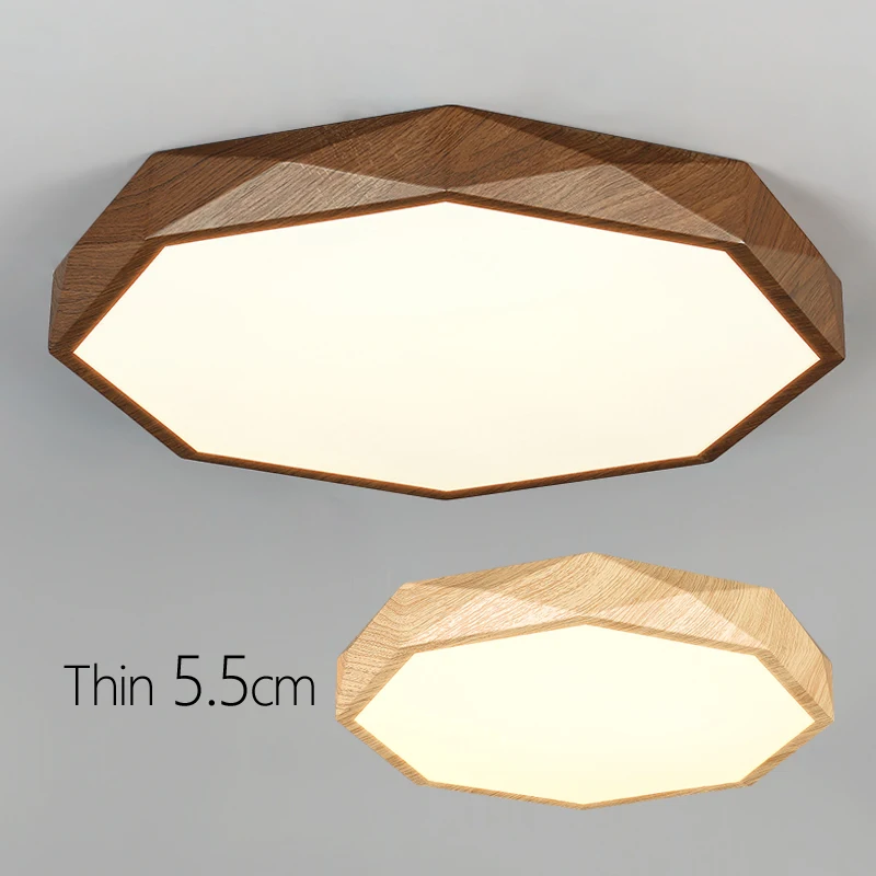 

Ultra-Thin Round Wood Grain Led Ceiling Lamp Nordic Home Decor Dimming Ceiling Light with Remote Control for Kitchen Bedroom