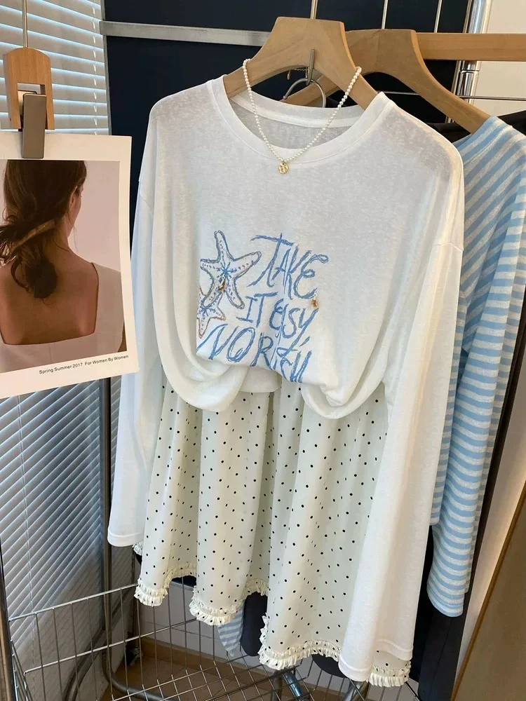 

plus Size Women's Summer Lightweight Loose Long Sleeve T-Shirt Sun Protection 3D Decoration Breathable Vacation Style Top