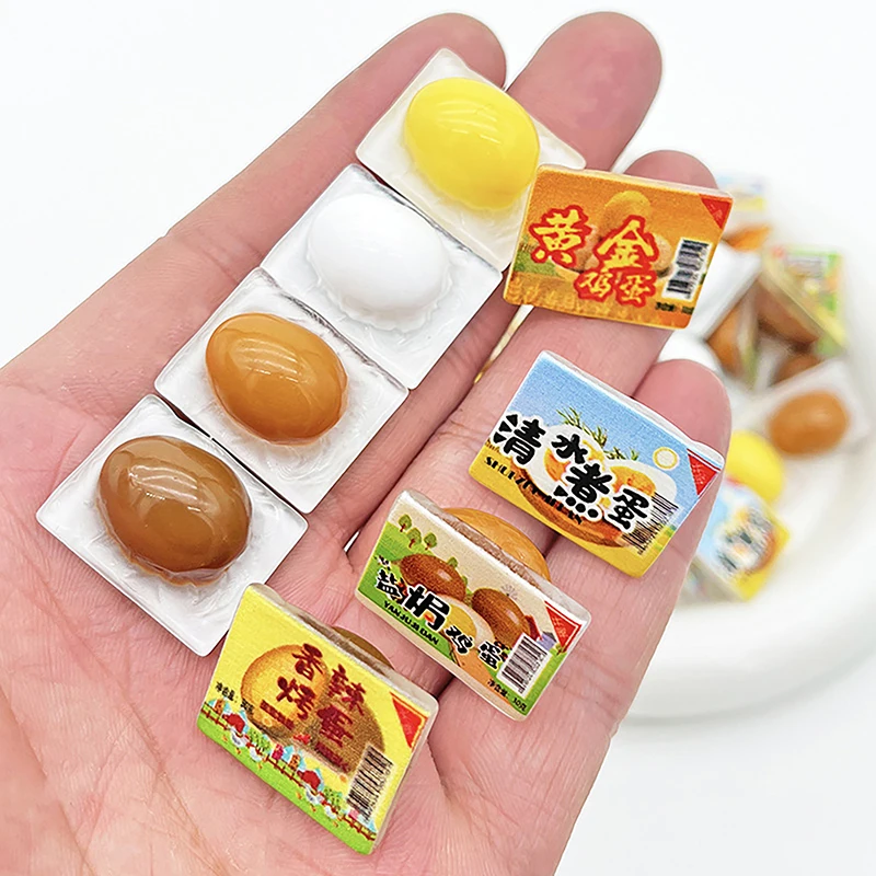 5pcs Miniature Simulation Food Mini Egg With Tray Dollhouse Eggs Kitchen Toy Doll Accessories