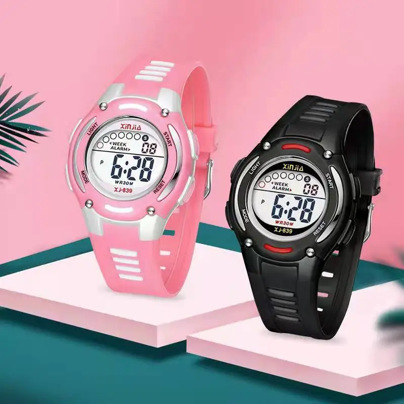 Montre de sport pour filles et garçons, horloge pour écoliers, affichage noctilucent, alarme, semaine, mode