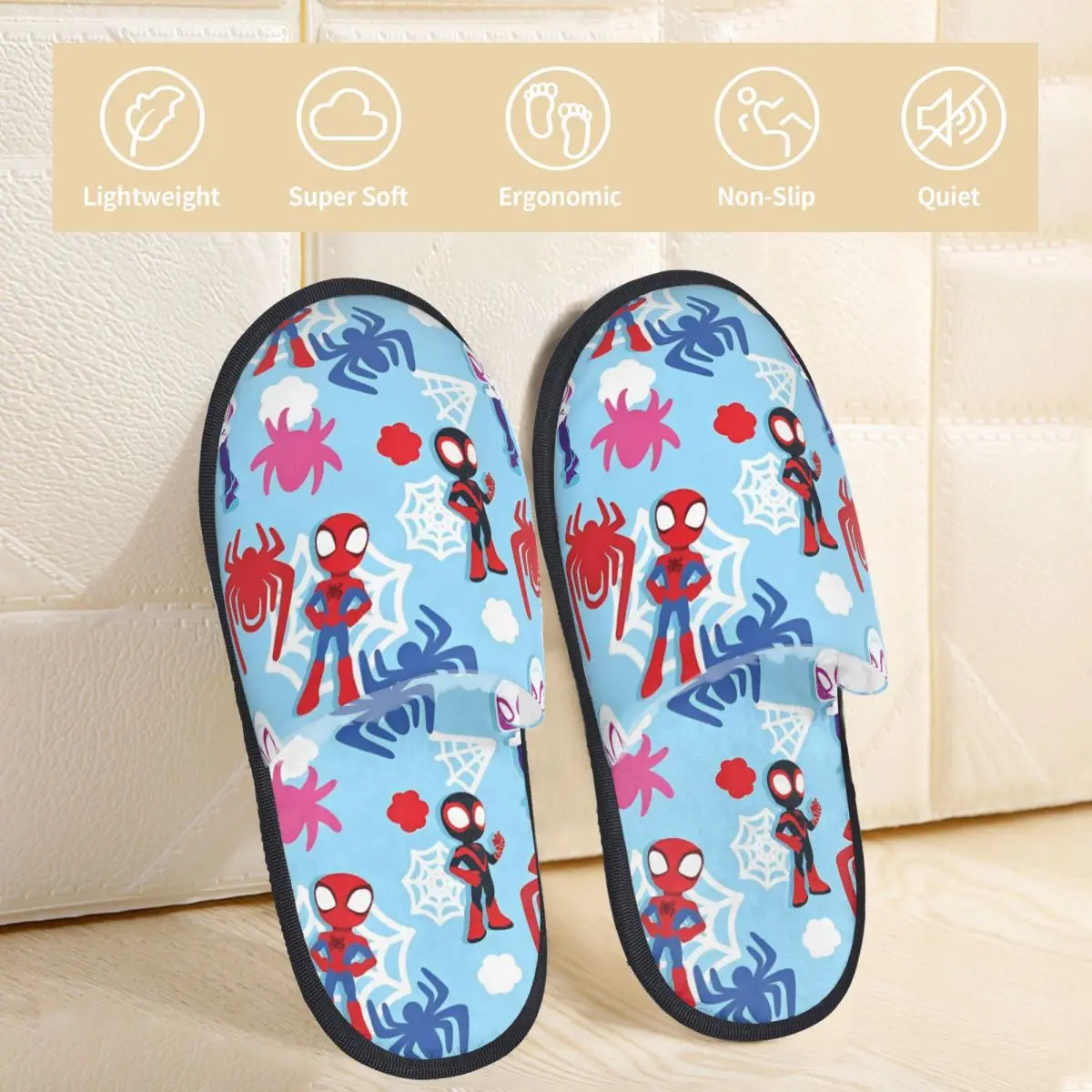 Spider Man Spider-Man Winter Cotton House Slippers Indoor Soft Household Fur Slides Slippers Anti Slip