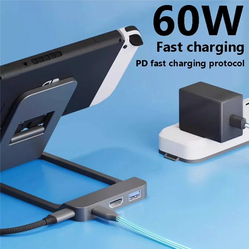 BNVN-Per Switch 2 Base di conversione per proiezione schermo compatibile Supporto pieghevole con per Switch Dock 4K /Type-C/Usb 3.0