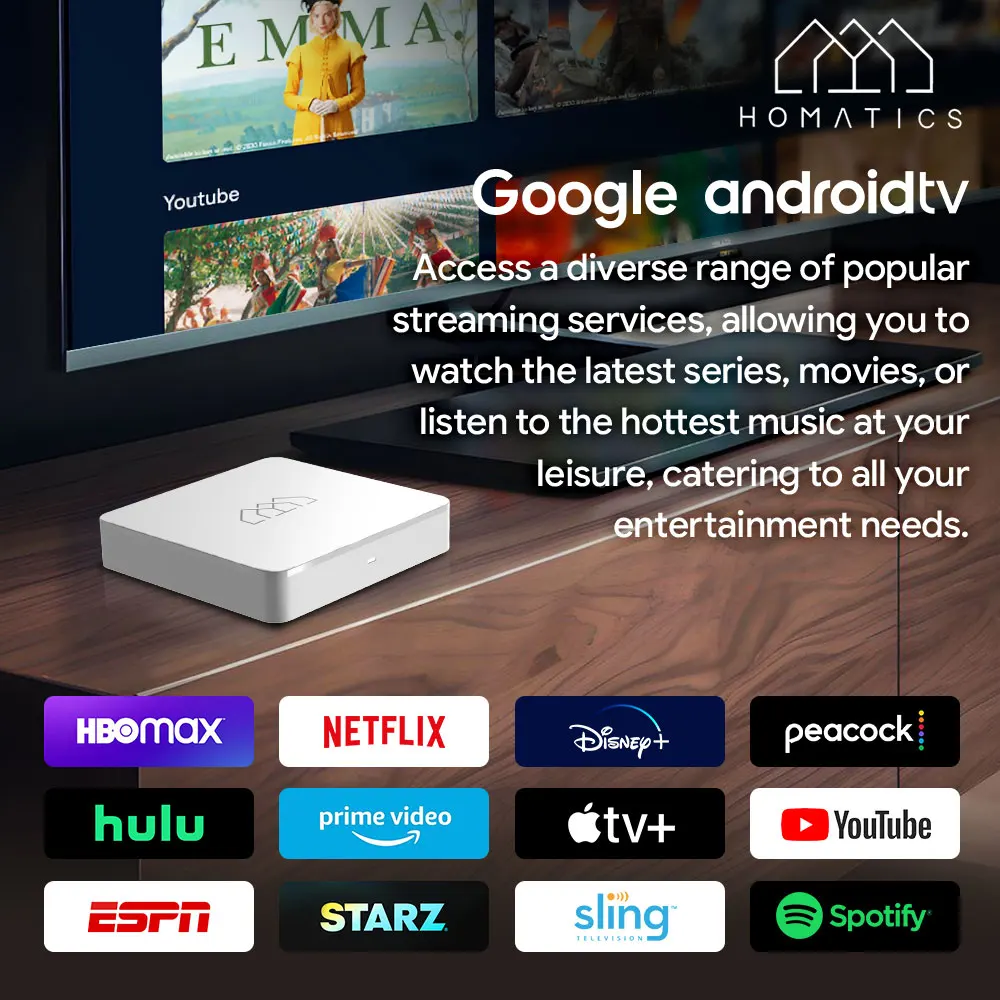 HOMATICS Box R Lite 4K TV Box Androidtv 11 Player Google Netflix Certified Amlogic S905Y4-B Dolby Atmos 2.4&5G 2T2R Wifi BT5.0