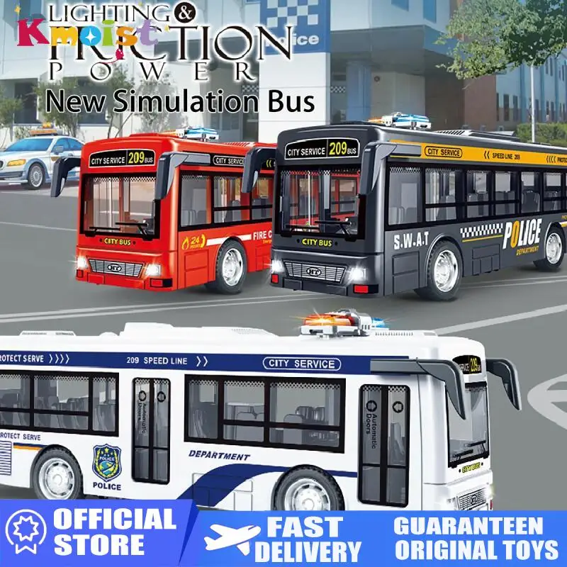 simulation bus Model door-opening with ighting and sound effect Kids Toy inertial sightseeing car toys for Boys Christmas Gifts