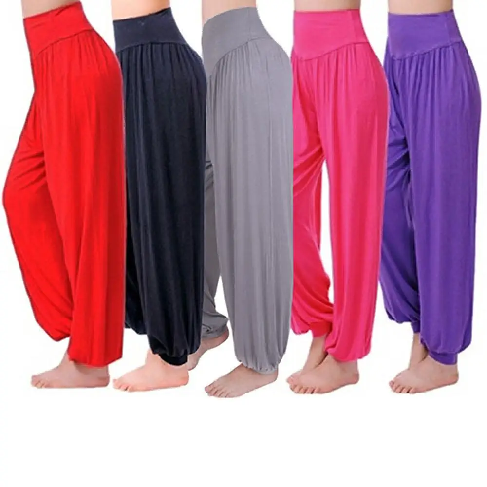 Pantalon de yoga taille haute pour femme, pantalon long confortable Harem At, vêtements de danse du ventre Boho Sports Wide FjWomen