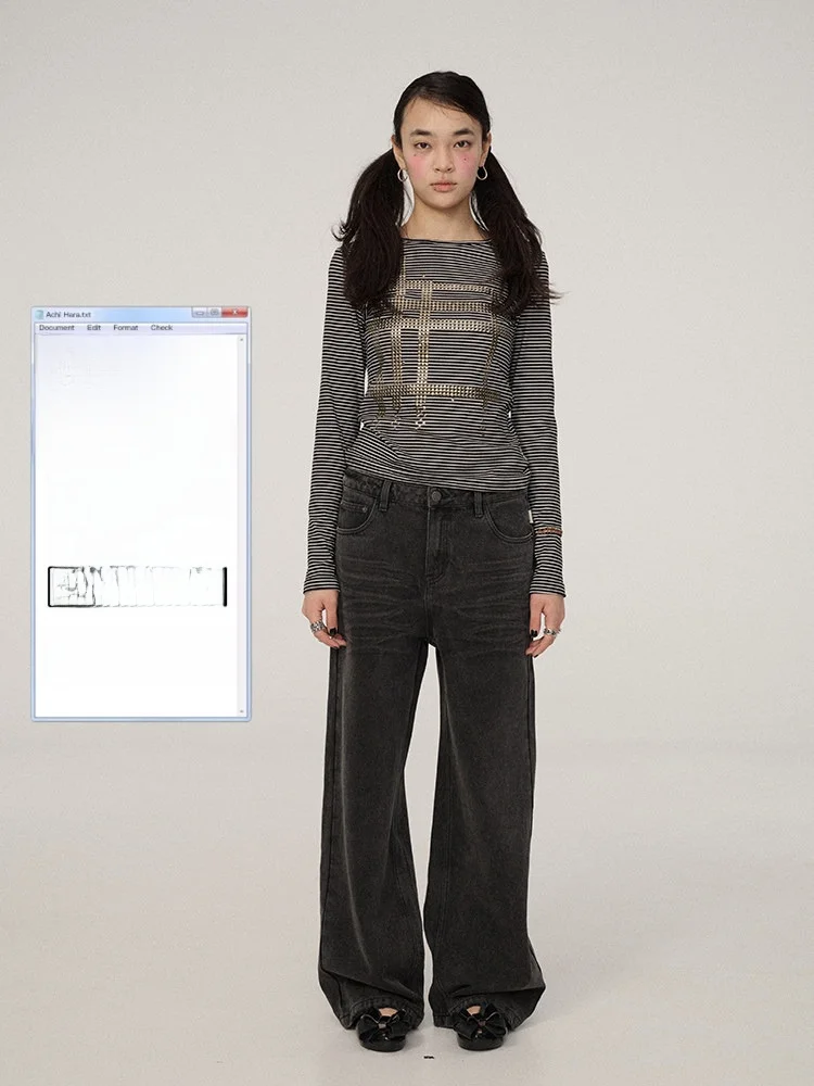 

Женская футболка Achihara Spring 2026 с коротким рукавом, облегающая, с круглым вырезом, в полоску, с принтом кролика, для повседневной носки