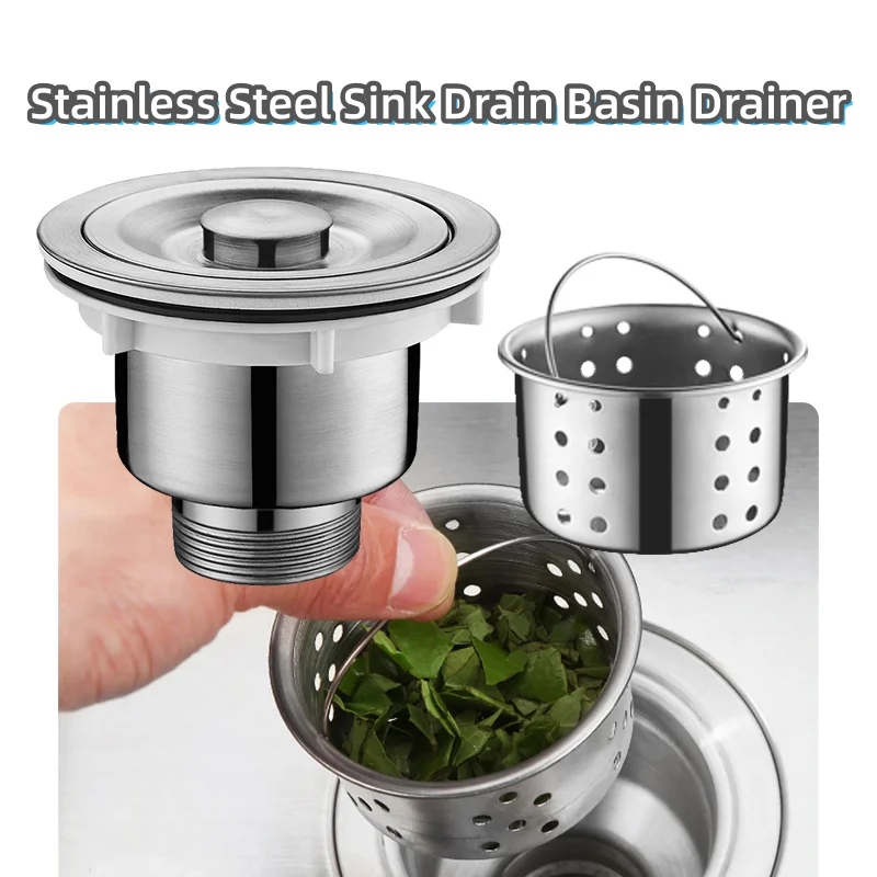 1 قطعة حوض الفولاذ المقاوم للصدأ استنزاف حوض تجفيف مصفاة النفايات التوصيل سلة النفايات غطاء مانع للتسرب للمطبخ اكسسوارات الحمام