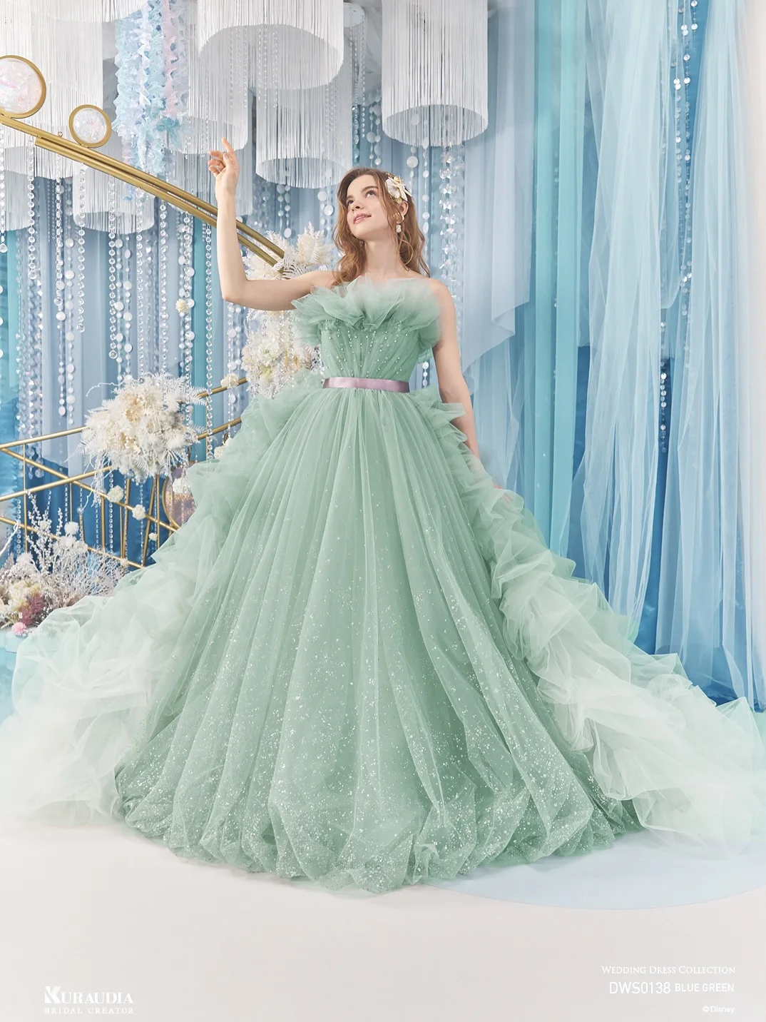 Robe de bal vert menthe scintillante, épaules dénudées, avec traîne, robe de princesse en Tulle à paillettes, pour invités de mariage, soirée formelle