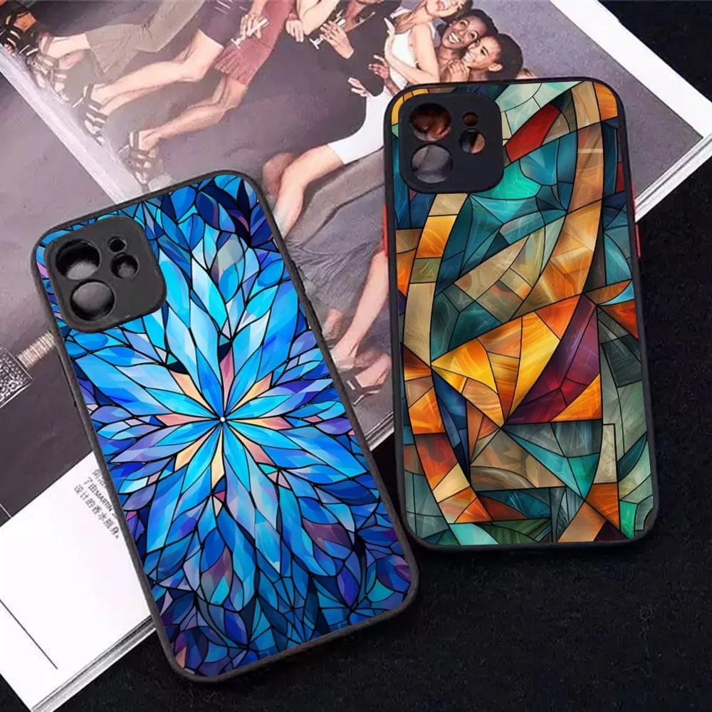 Stained Glass Texture Phone Case For IPhone 14 11 12 13 Mini Pro Max 8 7 Plus X XR XS MAX Translucent Matte Cover