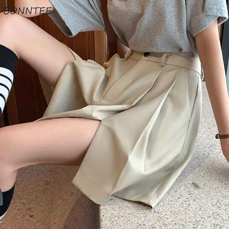

Shorts Women Baggy Summer Ladies Solid Simple Popular Cozy All-match Korean Style High Waist Fashion Mujer Newly Light Soft 2022