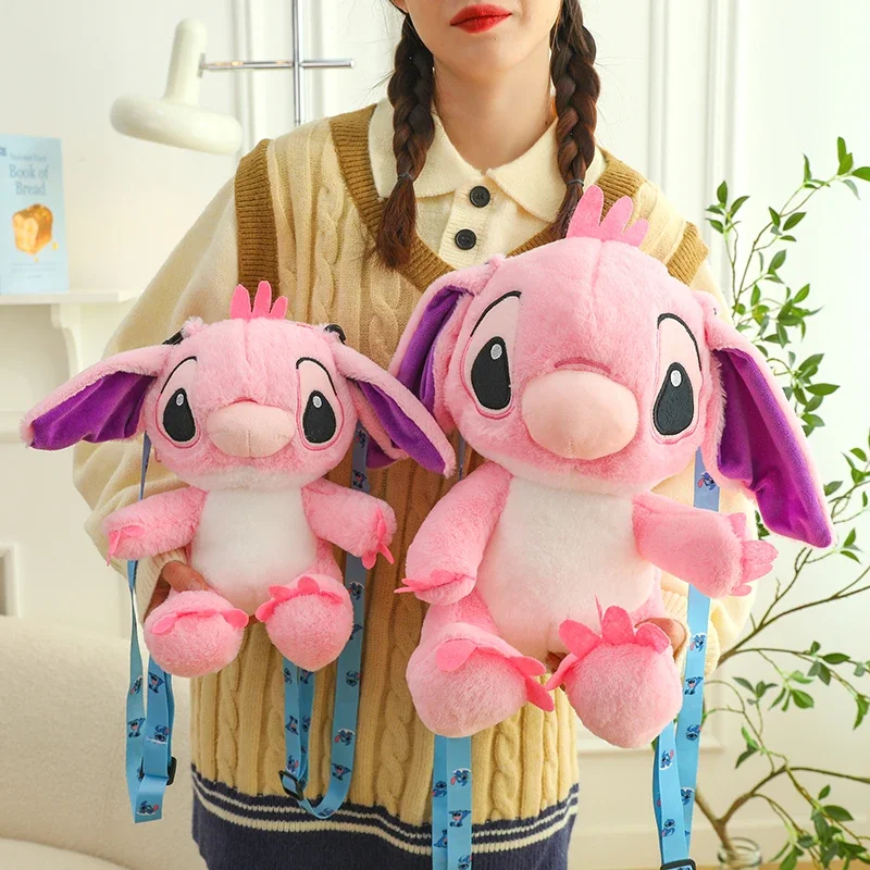 25/40cm New Disney Cartoon Plush Backpack Bag Kawaii Stitch Dolls Shoulder Bag Two Sizes Children's Schoolbag Kindergarten Gifts