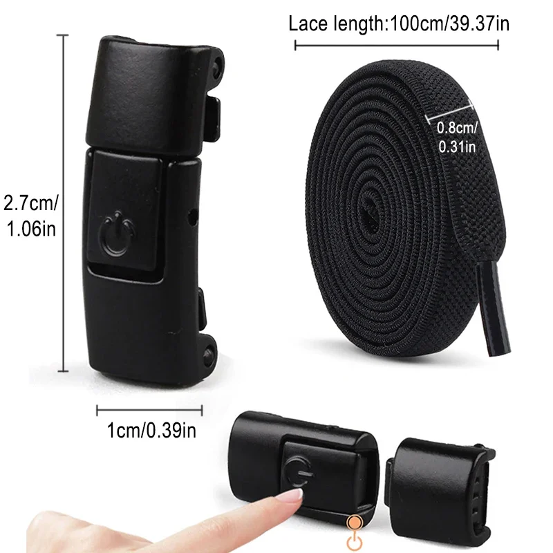8 مللي متر لا التعادل أربطة أحذية الصحافة قفل أربطة الحذاء دون العلاقات الأربطة المرنة حذاء رياضة الاطفال الكبار اتسعت رباط الحذاء المسطح للأحذية #2