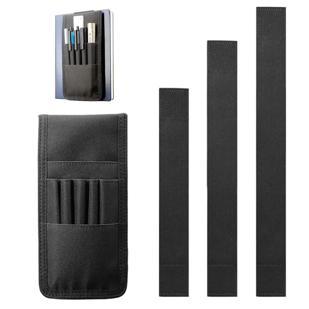 Adjustable Pencil Holder Detachable Elastic Band Hard Cover Journals Pen Holder Durable Fabric Pen Sleeve Case for Books Binders