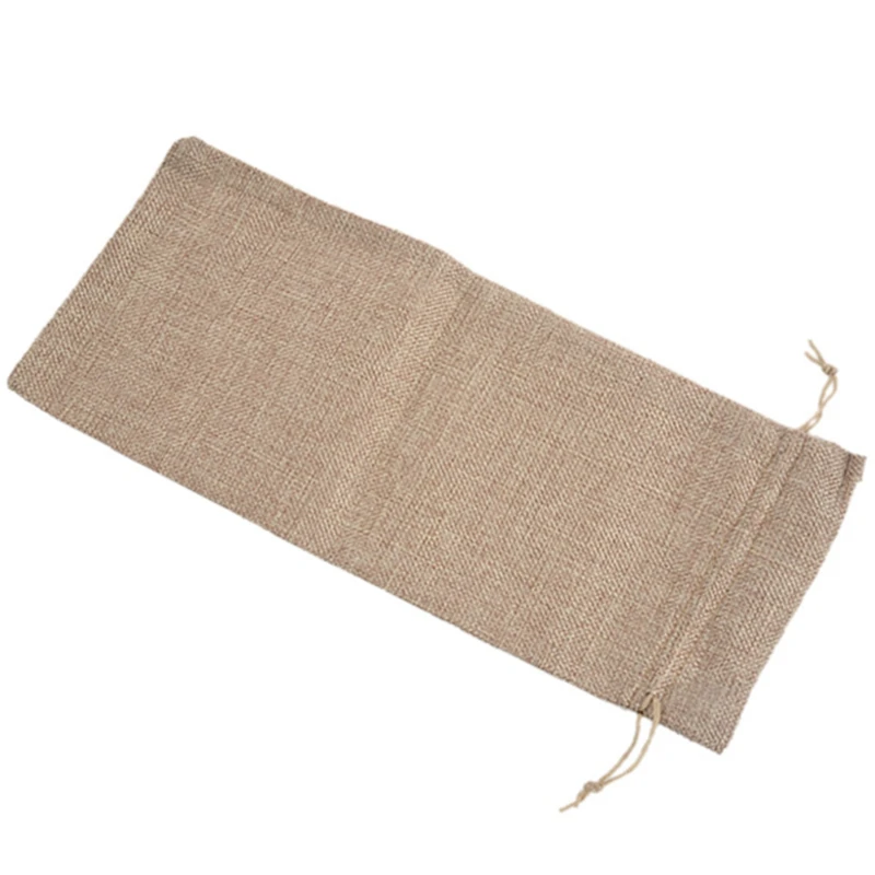 60Pcs Jute Wine Bags, 14 X 6 1/4 Inches Hessian Wine Bottle Gift Bags With Drawstring