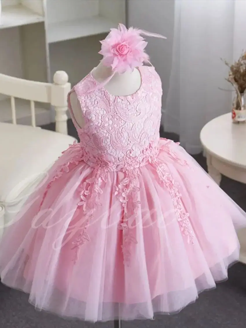 Blumen mädchen Kleid Perlen mit Perlen Bogen geschwollene O-Ausschnitt Geburtstags feier Festzug Kleid Kinder Baby für Hochzeit Ballkleid