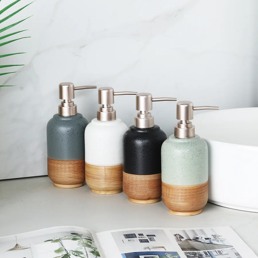 Light luxury high-end toiletry set refill bottle bathroom ceramic gourd shape hotel bathroom lotion bottle
