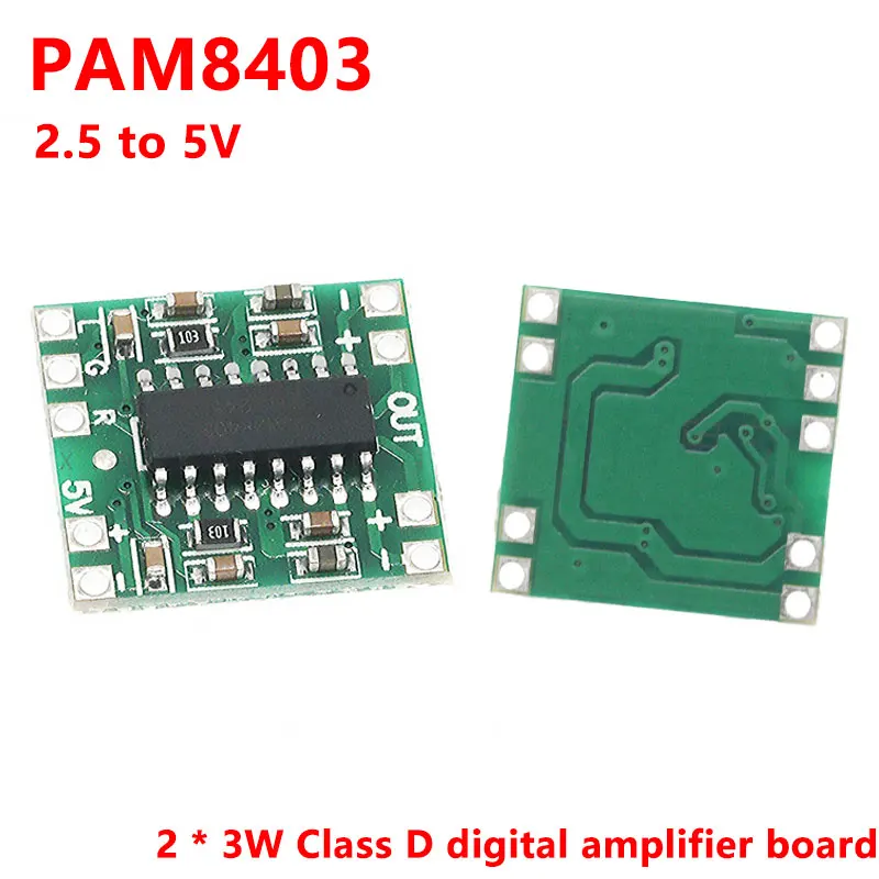 

5/10Pcs PAM8403 Super mini digital amplifier board 2 * 3W Class D digital amplifier board efficient 2.5 to 5V USB power supply