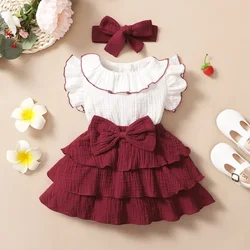 Dress For Kids 3-24 Months Korean Style Fashion Butterfly Sleeve Cute Princess Formal Cake Dresses Ootd For Newborn Baby Girl