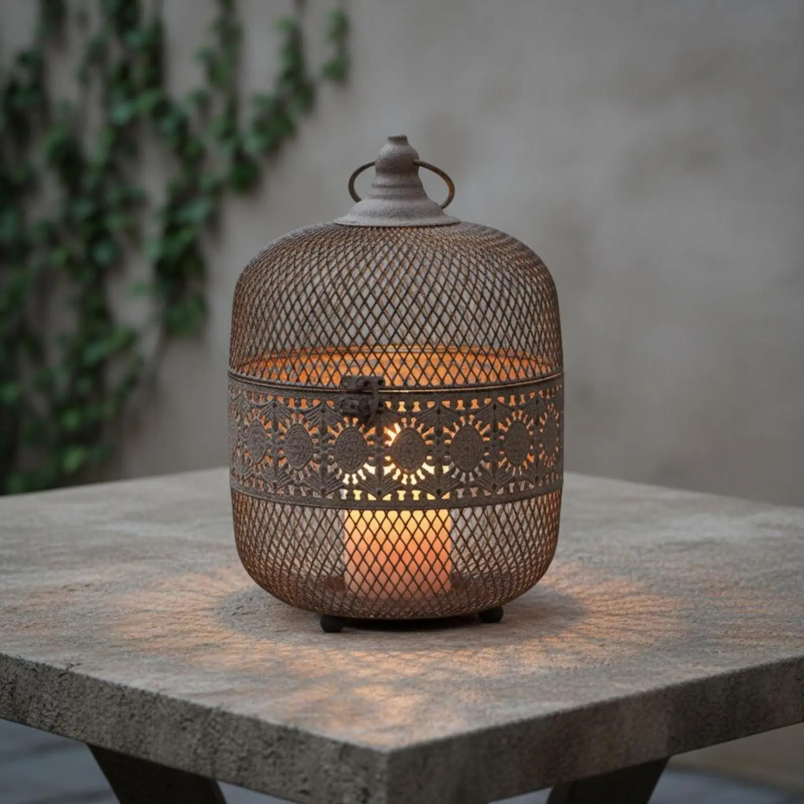Birdcage Candle Holder Distressed Finish Bird Enclosure Candlestick Rustic