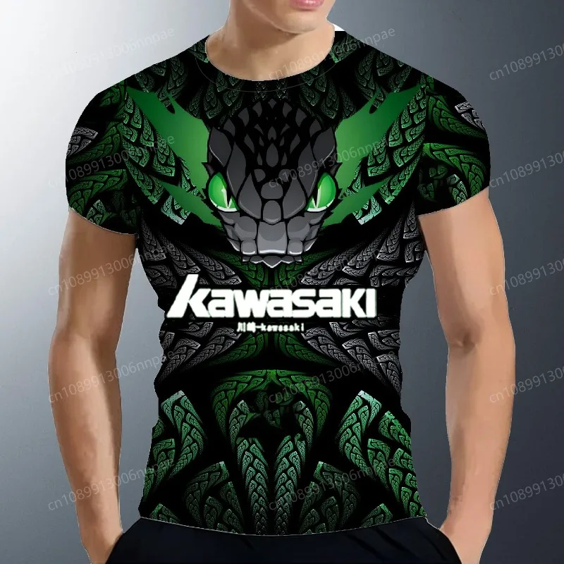 

2025 New Kawasaki Motorcycle Street Clothing Y2K Adventure Men Fashion Short Sleeve T-shirt High Quality Kawasaki Men Cool Tops