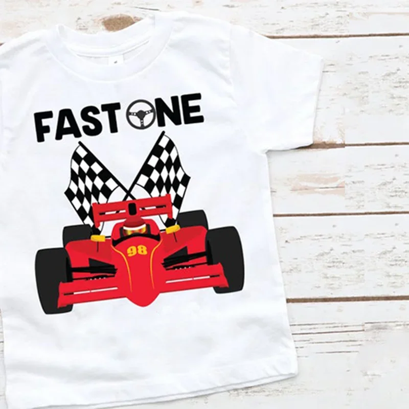 Two fast one race car shirt Racing racecar themed boy 1st 2nd first second birthday party decoration gift present Photo props