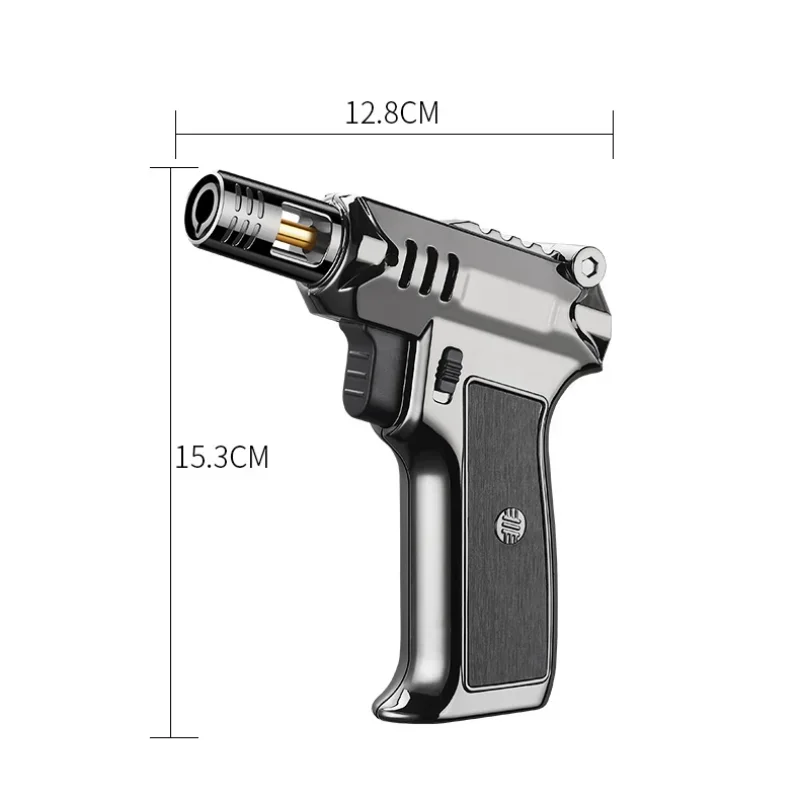 Outdoor Windproof Butane Gas Turbo Metal Lighter Multipurpose High Temperature Welding Gun Inflatable Lighter Men\'s Somking Tool