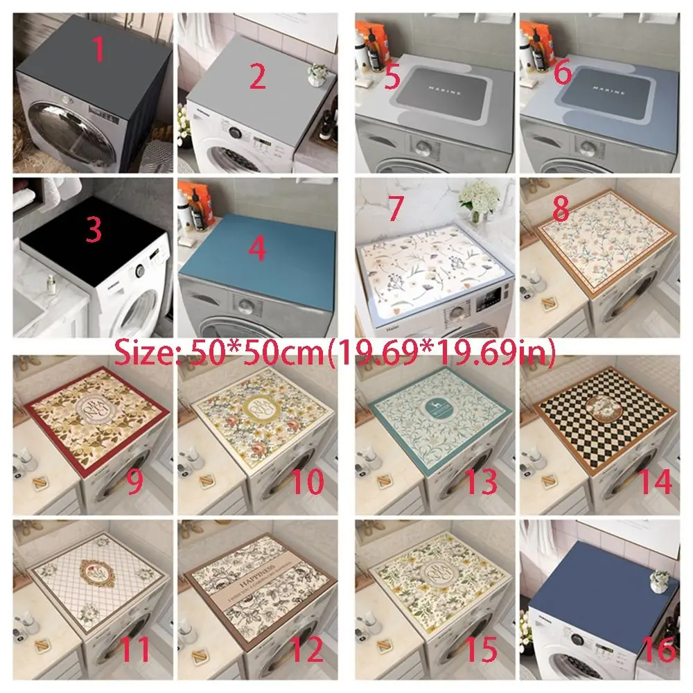 Printed Washing Machine Dust Cover Absorbent Dirt Resistant Fridge Top Mat Anti-skid Scrubbable Floor Mat Refrigerator
