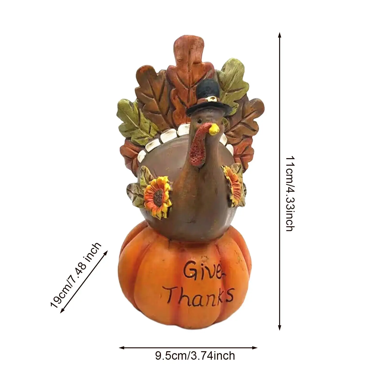 Thanksgiving Pumpkin Turkey Decor Tabletop Turkey Fall Autumn Decor Decorative Statue Sculpture for Home Office Fall Harvest image 6