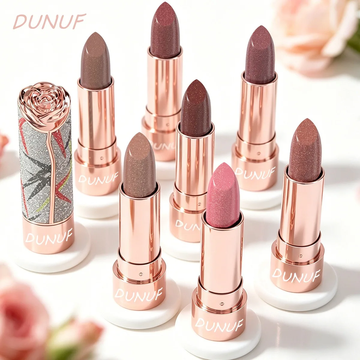7 Colors Gold Sparkle Metallic Lipstick, Pearl Shimmer Glitter Lip Makeup, High Pigment Velvet Matte Long Lasting Lipstick S0bf9848d411b43ef825eebe693ab3b71h