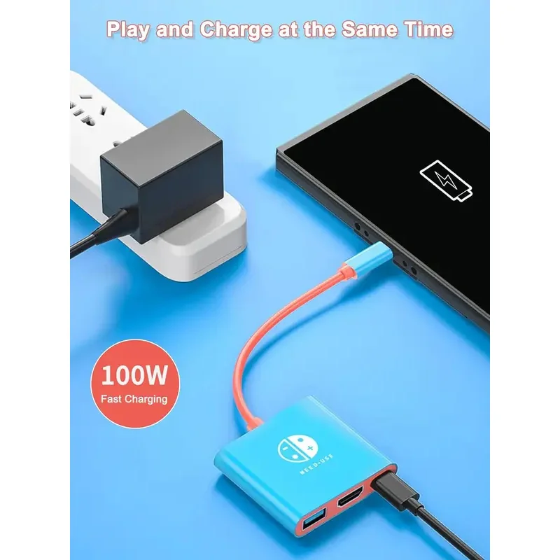 1 PC USB C to HDMI adapter with USB3.0 Port,portable TV adapter supporting 4K/30HZ dock mode,for Steam Deck/Nintendo Switch OLED
