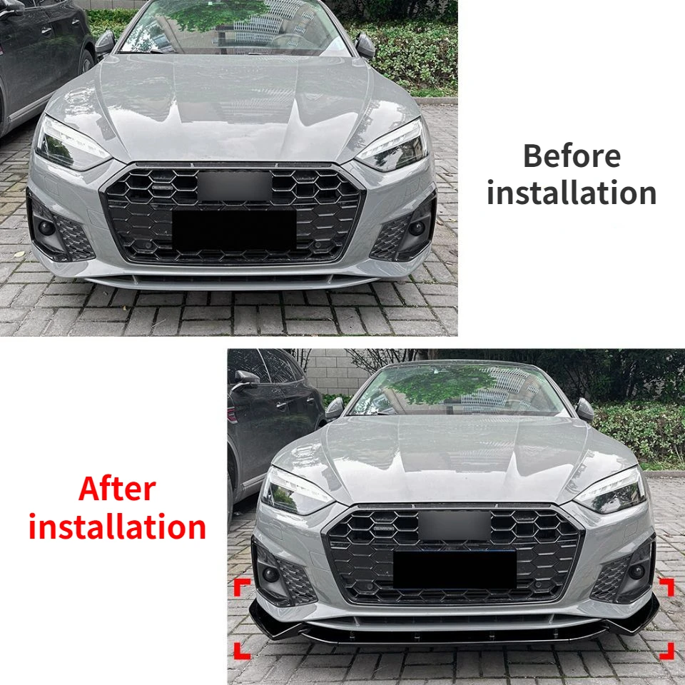 Car Front Bumper Lip Spoiler Splitter Diffuser Retrofit For Audi A5 S5 B9 B9.5 A5 8W TFSI TDI S-Line 2020-2024 Facelift Bodykits