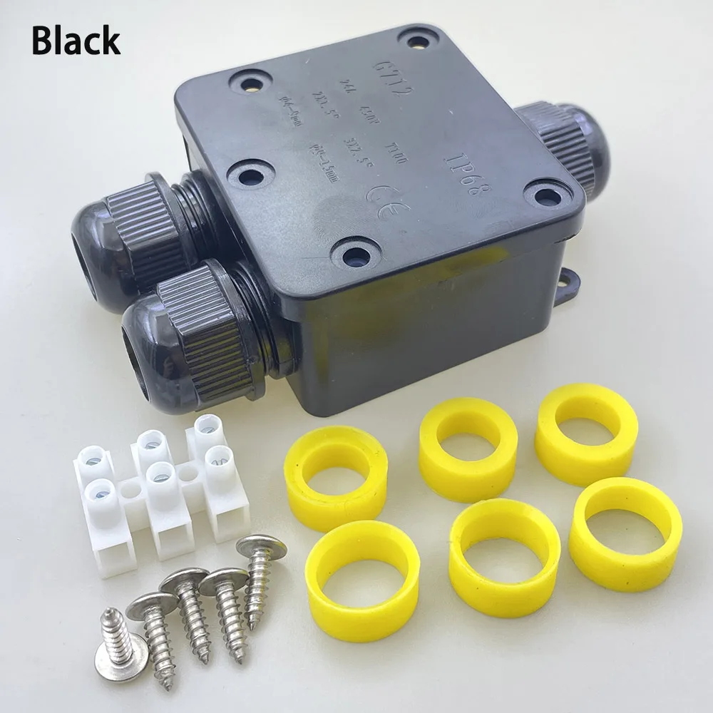 Waterproof 3-Way Junction Box IP68 Type Y 3-Pin 4-15mm Electrical Cable Wire Connectors 24A 450V External Electrical Terminals