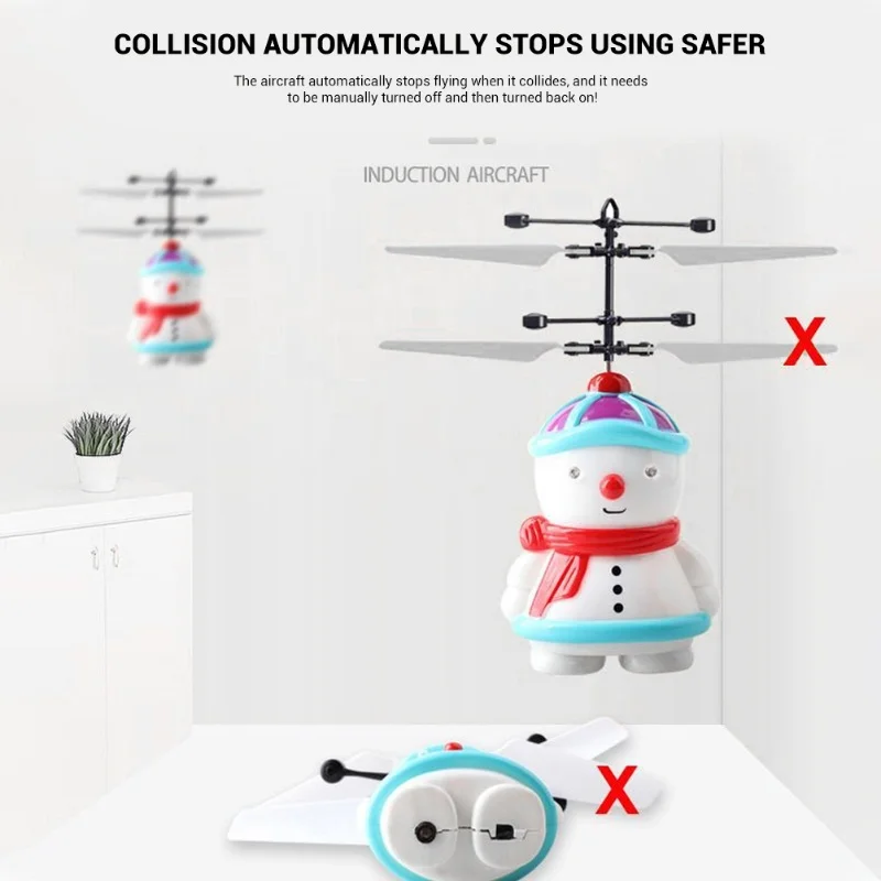 Helikopter Śnieżny w Kształcie Bałwana, Zabawka Latająca, Ładowana przez USB