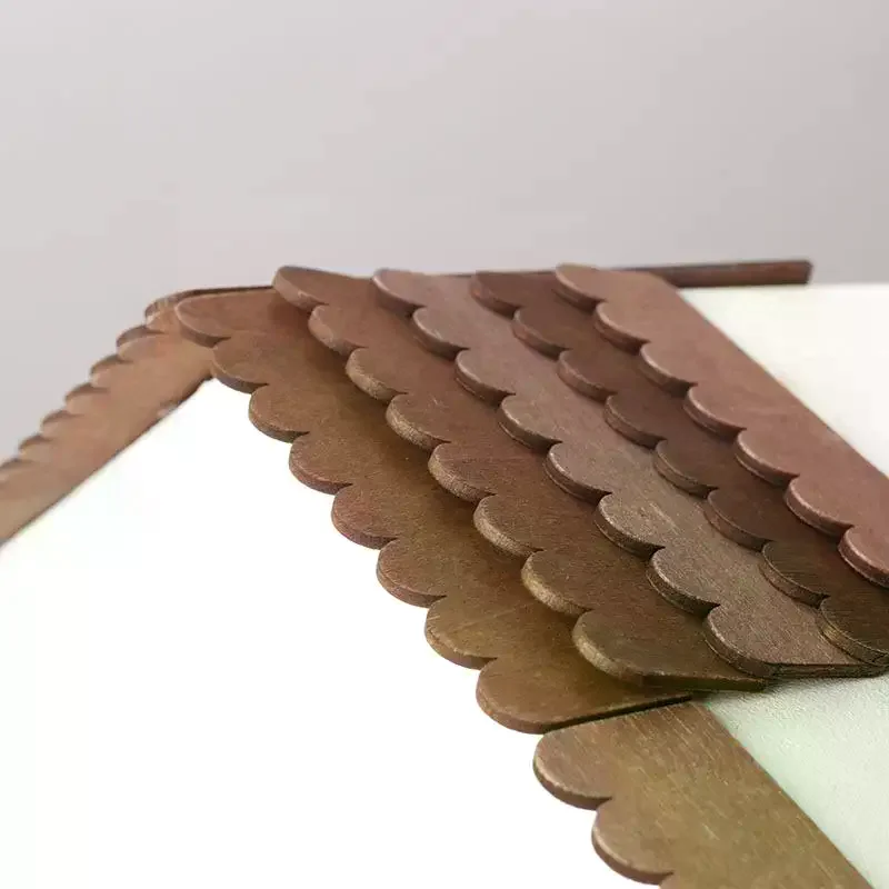 12Pcs Dollhouse Wooden Roof Tiles Shingles Eaves Model Dollhouse Micro Construction Props Dolls House Pretend Play Toys