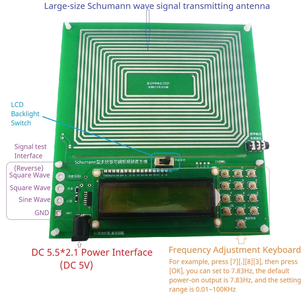 

USB 0.01Hz~300000Hz Adjustable Schumann Sine Wave Resonance Generator Ultra-Low Frequency Pulse Generator Audio Resonator