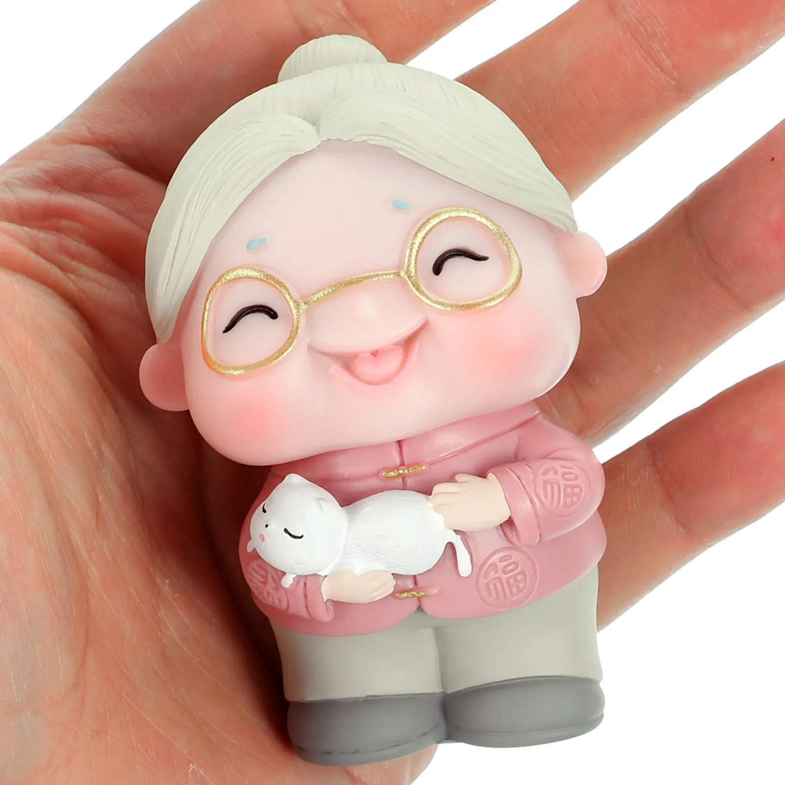 

Elderly Woman Shaped Cake Topper Lightweight Vinyl Cupcake Decor Birthday Party Grandma Celebration Desktop Ornament Old Woman