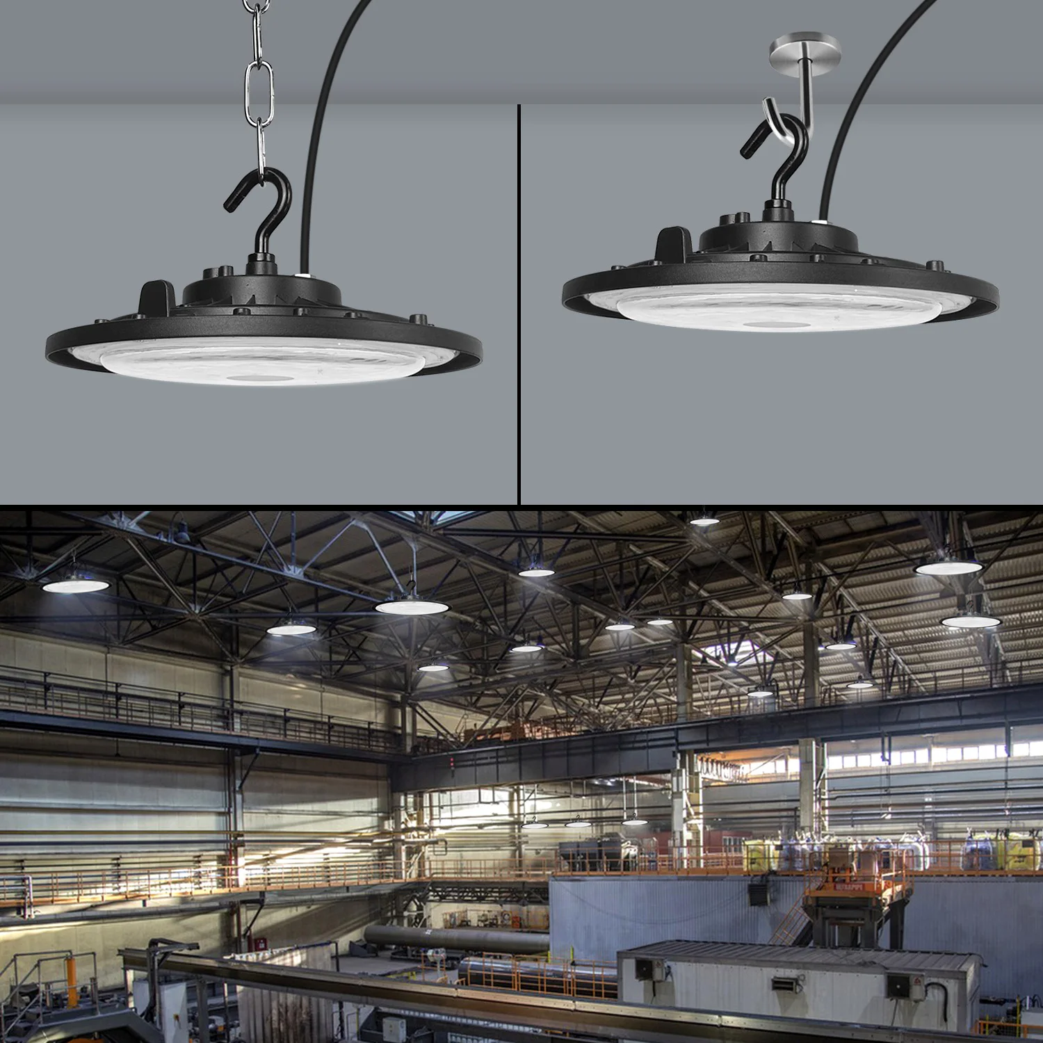 Luces LED UFO de 5 piezas para techos altos, lámparas impermeables IP65, 100W, 200W, 300W, para garaje, taller, mercado Industrial y comercial