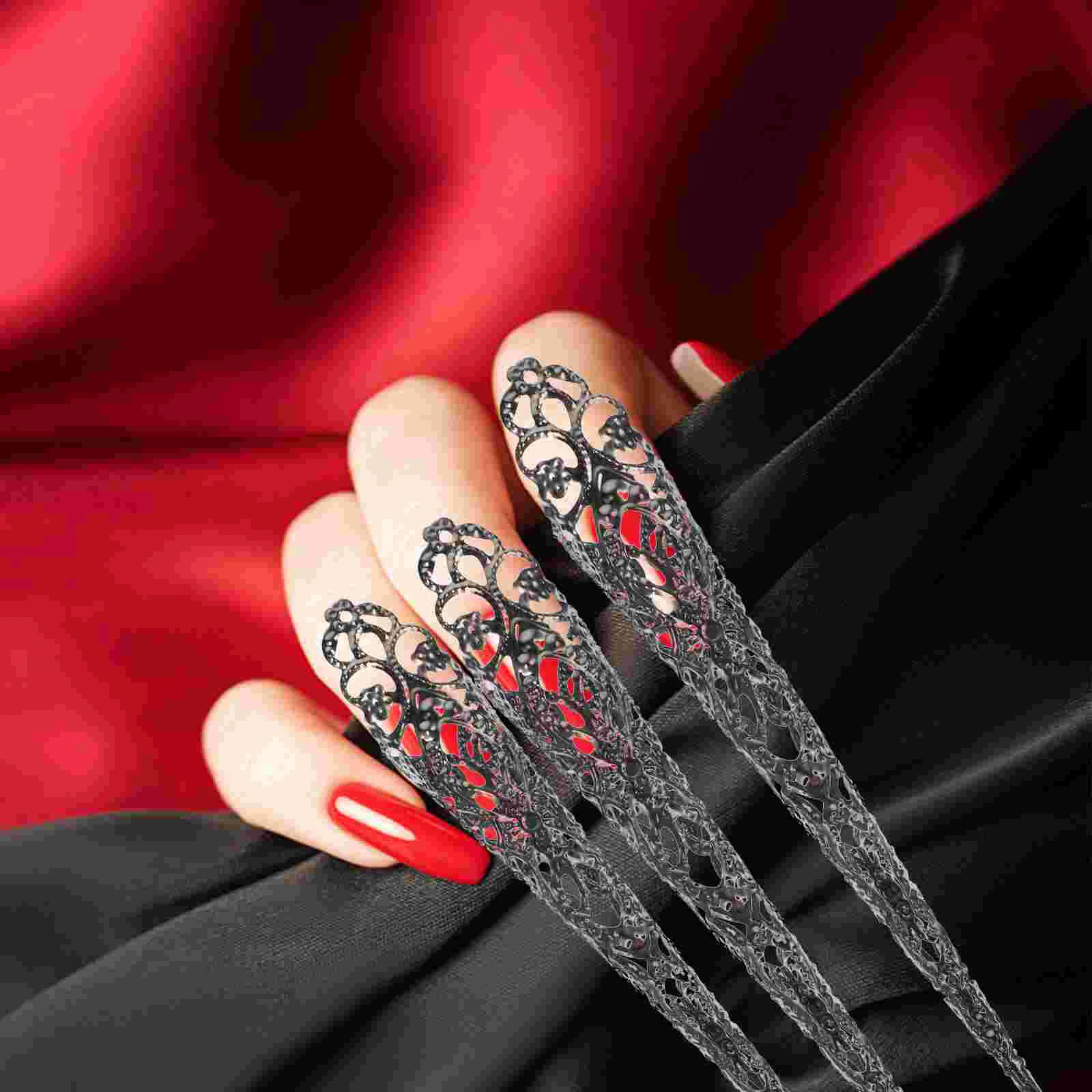 5 Pcs Rings Finger Claw Claws Halloween Fingertip Nail Ancient Queen Fingernail Knuckle Black Cosplay Man