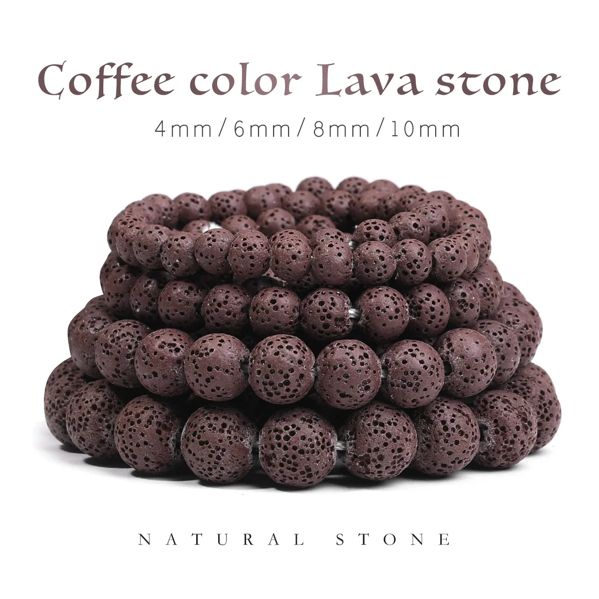 

Coffee color Lava stone Natural Stone Beads Brown Round Rock Lava Loose Beads 6mm-12mm for DIY Necklace Bracelet Jewelry Making