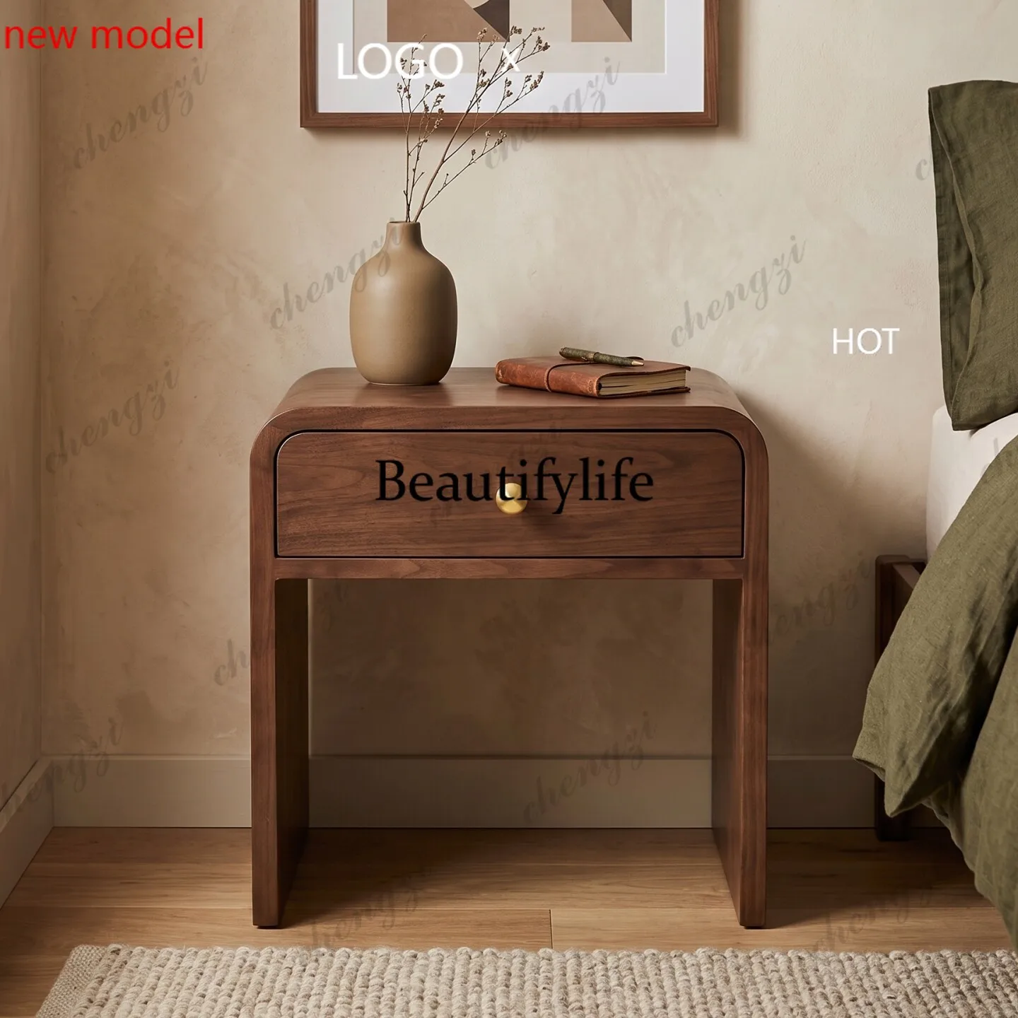 N138Medieval solid wood, American retro, household with drawers for storage, a few on the side of the sofa