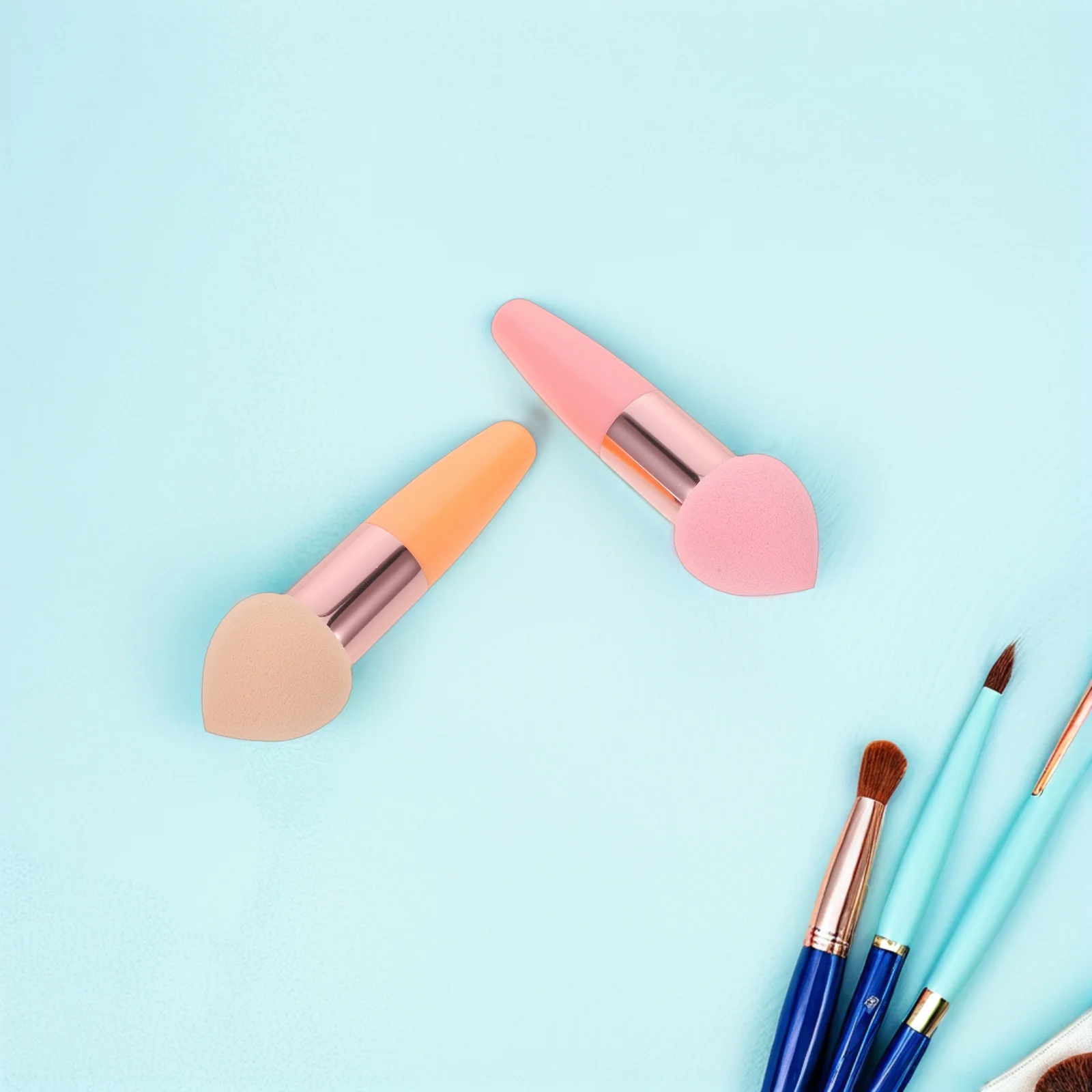 Conjunto de esponja de maquiagem redonda, 6 peças, uso duplo, mistura de ovos para aplicação de base suave, esponjas de beleza multicoloridas, ideais para uso diário