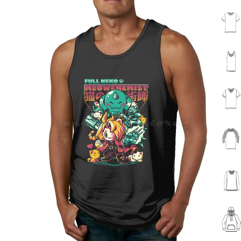 Full Neko Meowchemist Tank Tops Vest Sleeveless Anime Animal Cartoon Cats Cool Cute Fma Full Metal Alchemist Japan Japanese