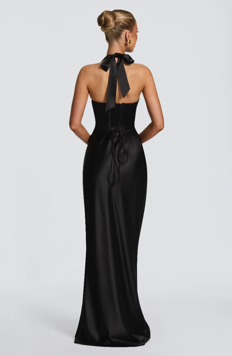 Elegant Halter Backless Mermaid Evening Gown Ruched Cutout Bodycon Prom Dress Women Formal Party Cocktail Wedding Maxi Dresses - Image 3