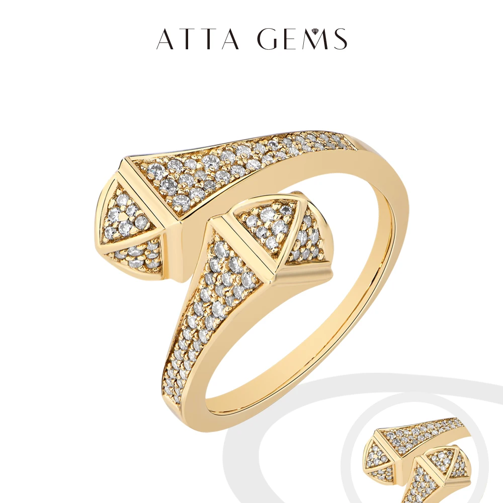 

ATTAGEMS AU750 Double Snake Moissanite Rings Women Men 10k 14k 18k Real Gold Adjustable Band Luxury Jewelry for Party Daily Wear