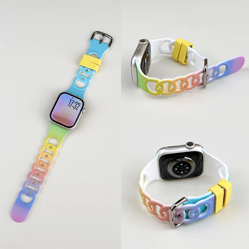 Silicone Sport Strap For Apple Watch Band Ultra 49mm 40mm 41mm 44mm 45mm 46mm correa bracelet iwatch Series 11 10 9 8 7 6 5 4 se